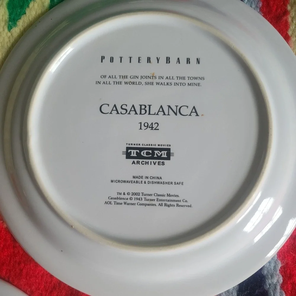 Pottery Barn 2002- 3‎ Classic Movie Plates King Kong Casablanca Singin' Rain